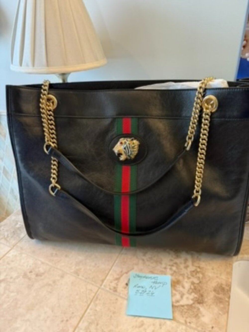 Gucci Calfskin Large Rajah Chain Tote in Black NWT